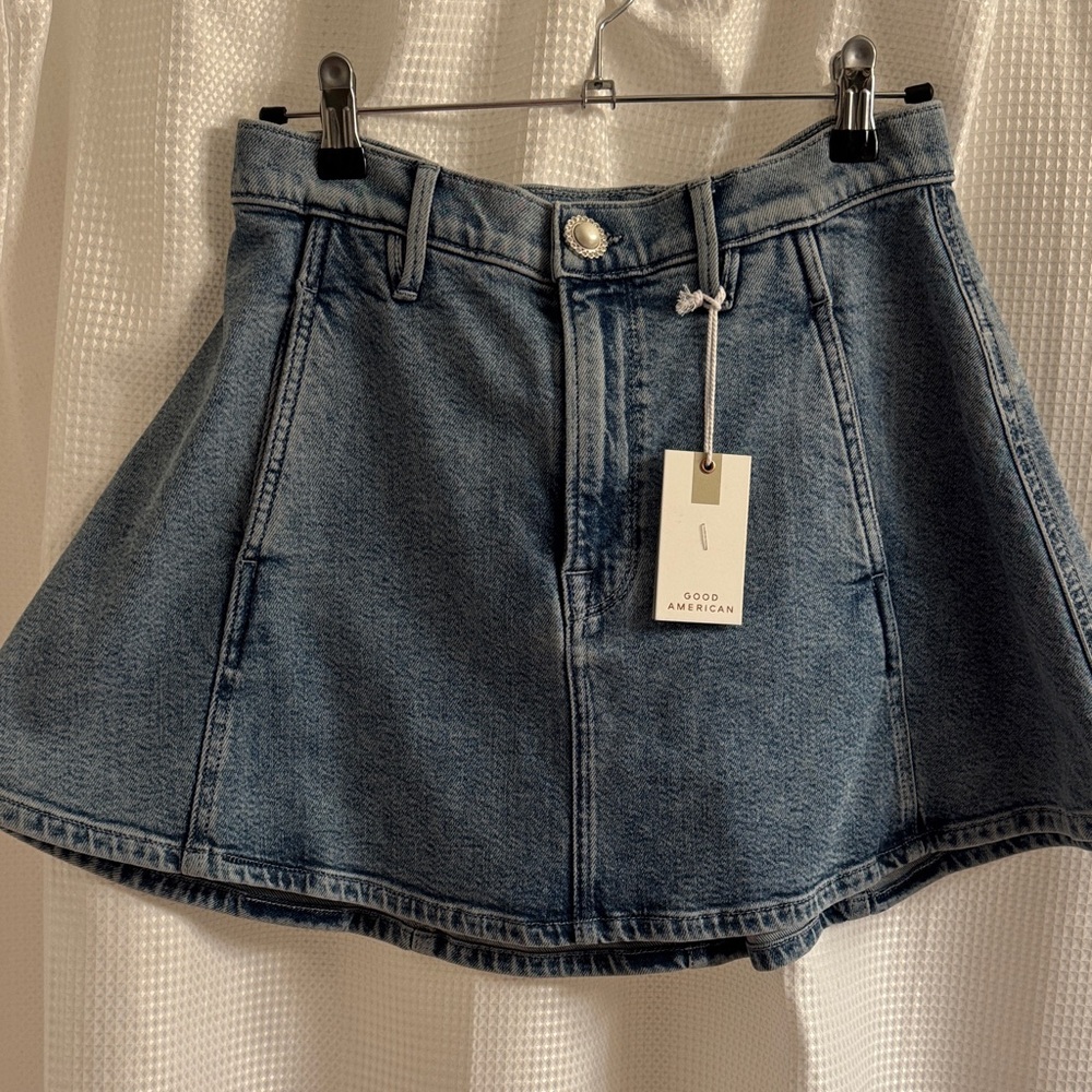 Good American Classic Blue Mini Skirt